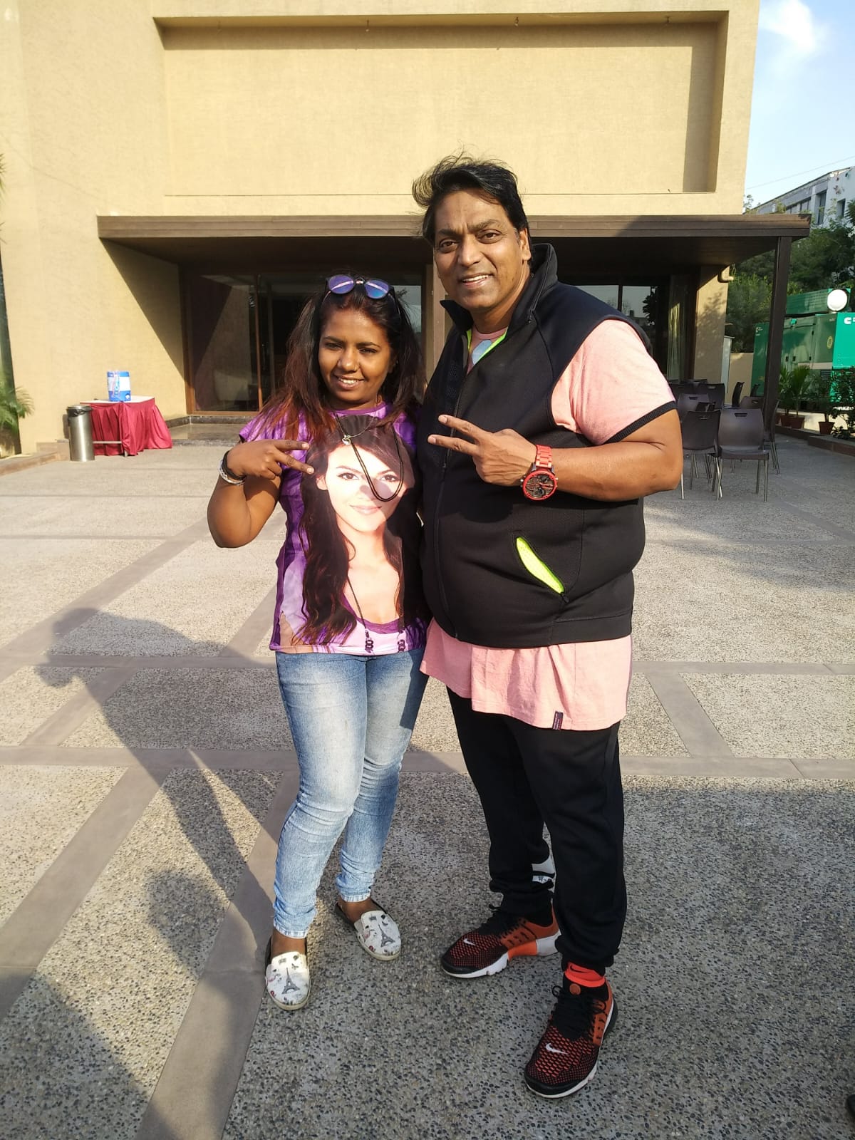 Founder of Prayosha Salon & Academy with a professional guest at a beauty event