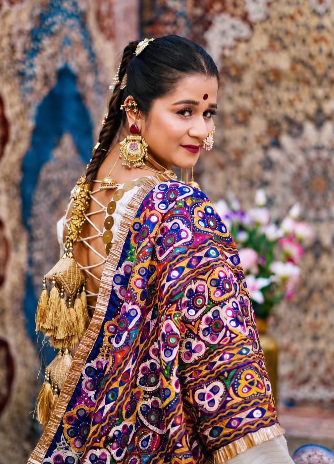 Traditional Navratri makeup and braided hairstyling by Prayosha Salon & Academy